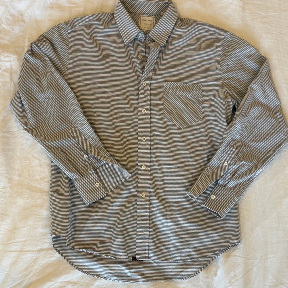 Billy Reid Men's Casual Striped Shirt - Gray